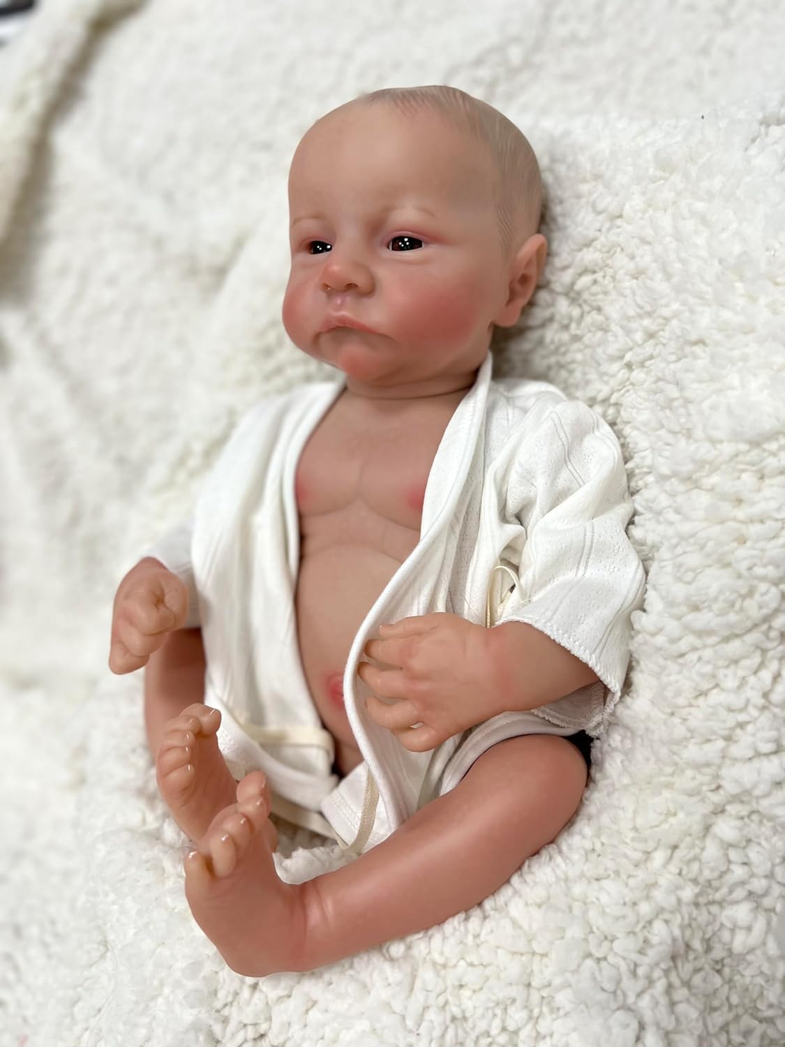 Angelbaby 18inch Lifelike Newborn Reborn Baby Dolls Boy Silicone Full Body Realistic Baby Doll That Look Real Baby Feel Handmade Waterproof Cute Toddler Doll with Clothes for Kids