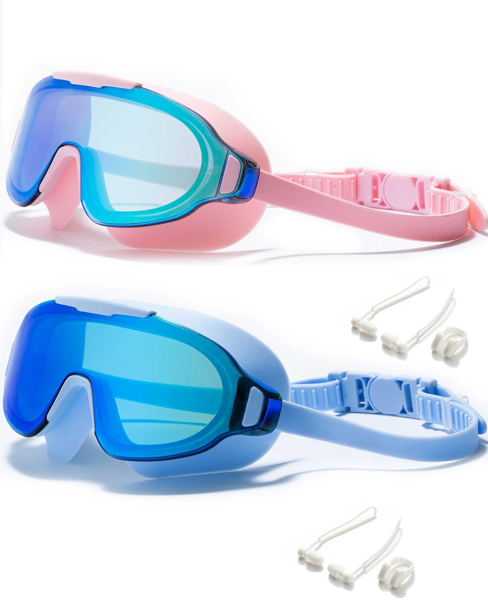 Schwimmbrille, Weitwinkel, beschlagfrei und UV-auslaufsicher, modische Schwimmbrille für Damen und Herren