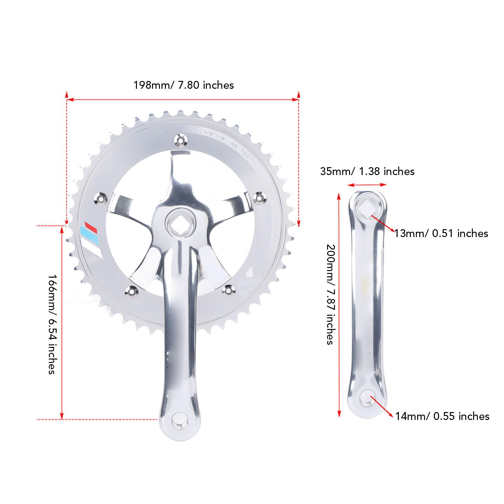 Cryfokt Mechanizm Korbowy 48T, Wydrążona Zintegrowana Tarcza Zestaw Korbowy Stop Aluminium, Kwadratowy Otwór, Jednobiegowy, o Zwiększonej Stabilności, do Modeli Rowerowych z Ostrym