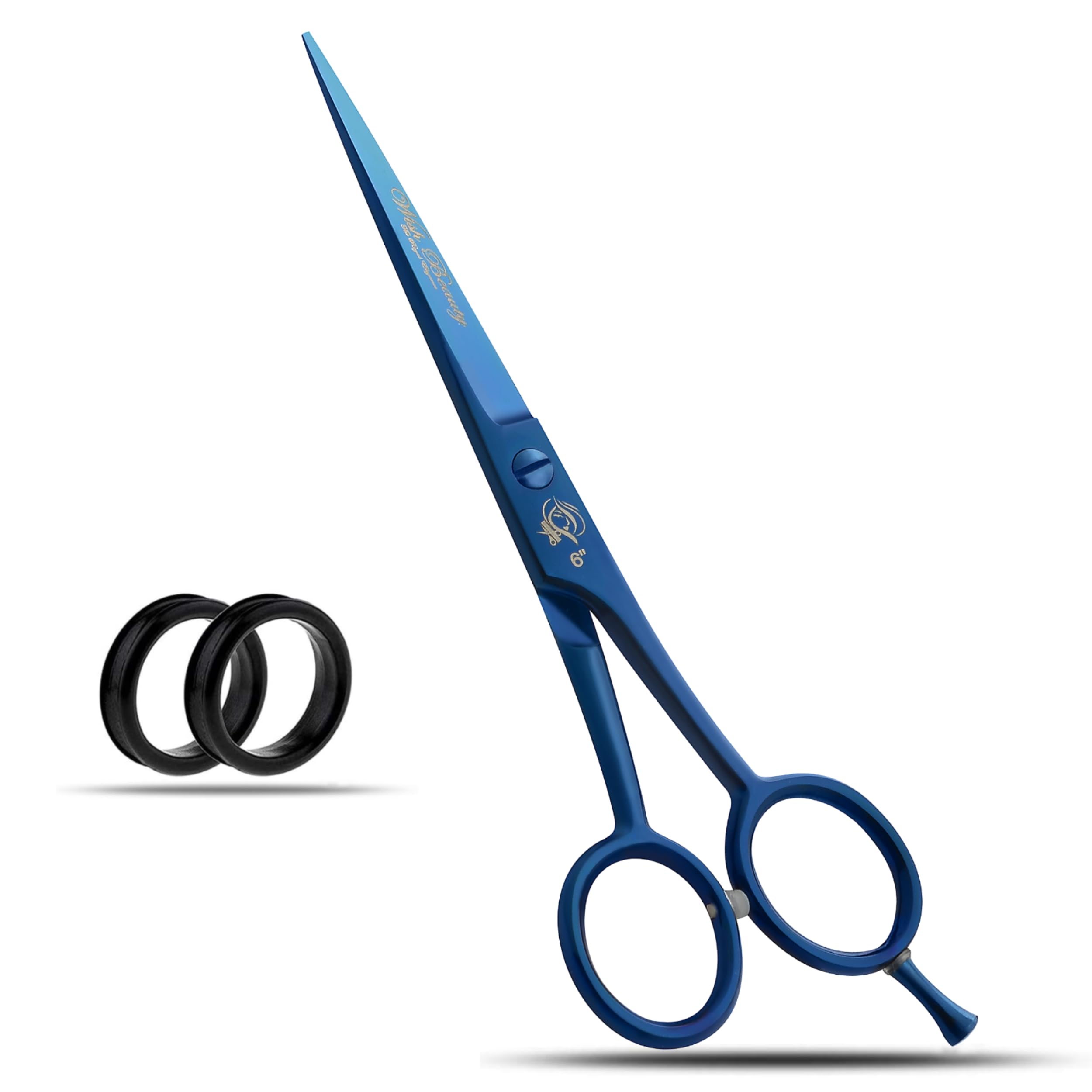 Glamified , Glam Women's Blue Wishbeauty Hairdressing Scissor Barber Salon Shear Stainless Steel Hair Cutting Scissors For Professional, Hairdressers, Barbers And Salon Use For Men, Children And Adults 6" Inch (Blue)