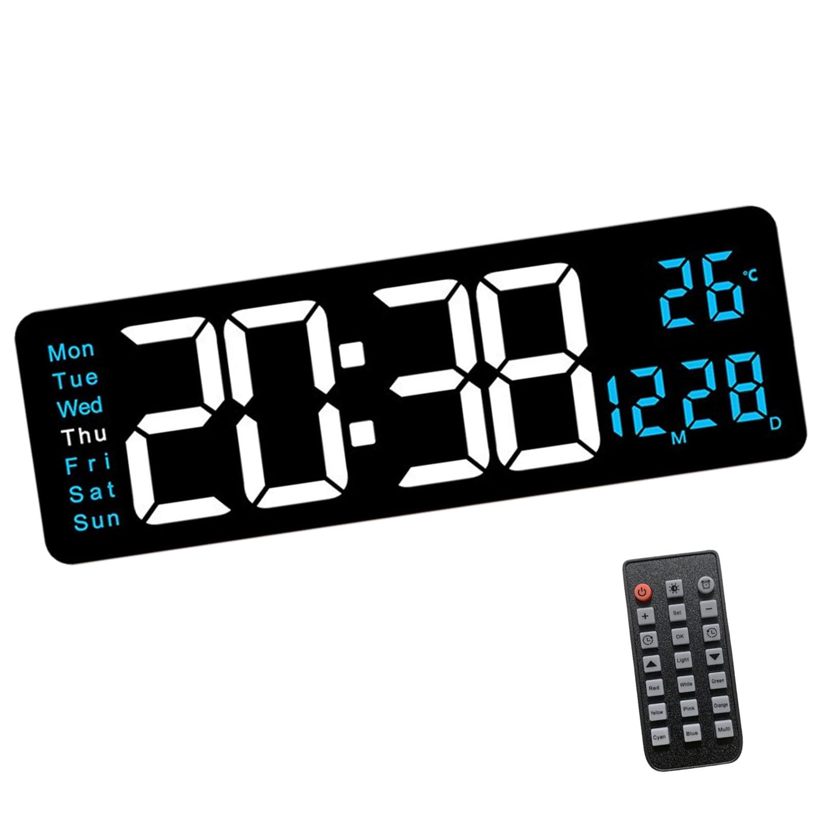 Horloge murale numérique LED avec alarme température et télécommande salon