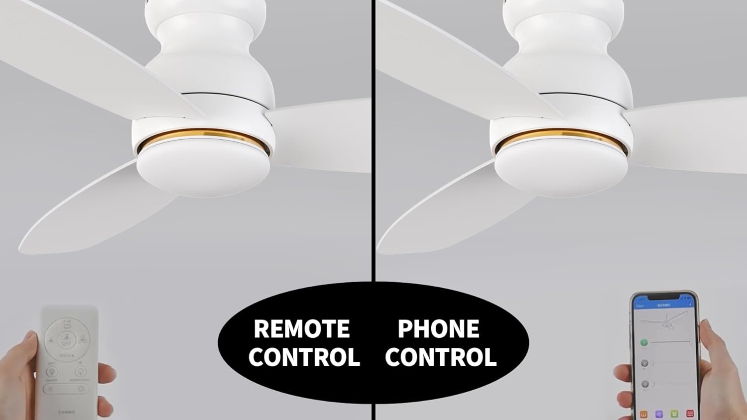 SMAAIR 48 Inch Smart Ceiling Fans with Lights,Flush Mount Ceiling Fan with Lights and Remote,Works with Siri/Alexa/Google Assistant,3 Plywood Blades,10 Speed DC Motor,Indoor/Outdoor Use,White