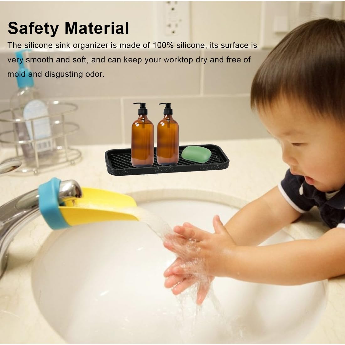 Organiseur D'Évier En Silicone - 2 Pièces Tapis D'Égouttage, Porte