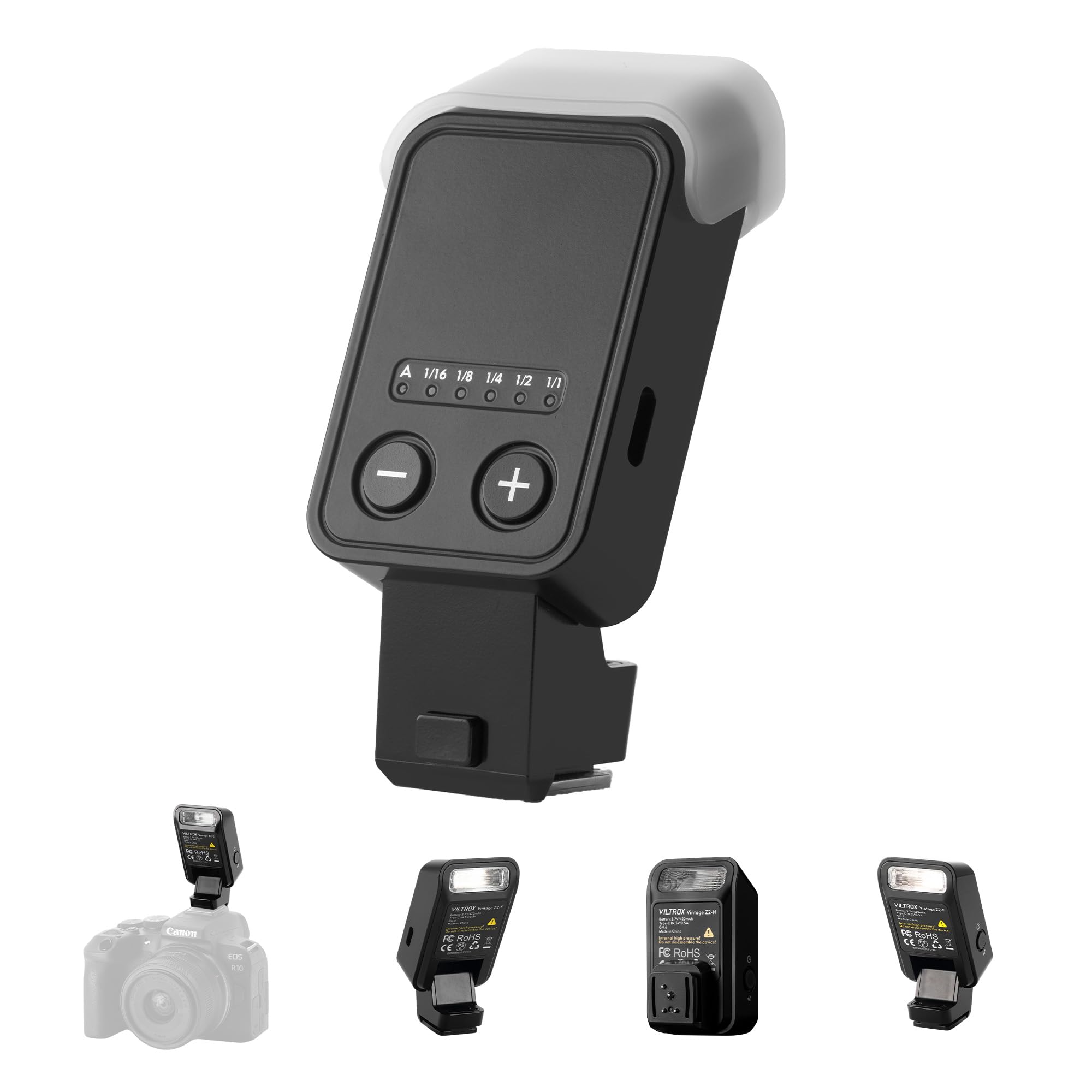 VILTROX Vintage Z2 Mini TTL On-Camera Flash for Fujifilm, GN6 Hot Shoe Speedlite Camera Flash, 5-Step Manual Power Control, 700 Full-Power Flashes 10Ws, Detachable Softbox（Black）-image-46