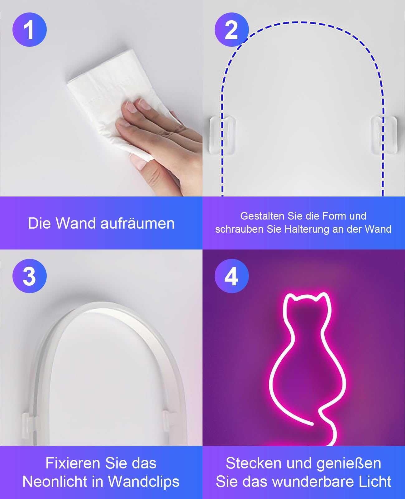 Striscia LED al neon dimmerabile, 3 metri, funzione fai da te con controllo app, musica sync gaming, RGB al neon, per interni, esterni, casa, cucina, soggiorno, camera da letto, soffitto, festival,