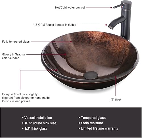 Uev 24" Antique Bathroom Vanity, Dark Brown Bathroom Vanity Set With Sink Combo, Iron Wood Bathroom Cabinet With Adjustable Water Temperature Faucet (A09) #TOP5