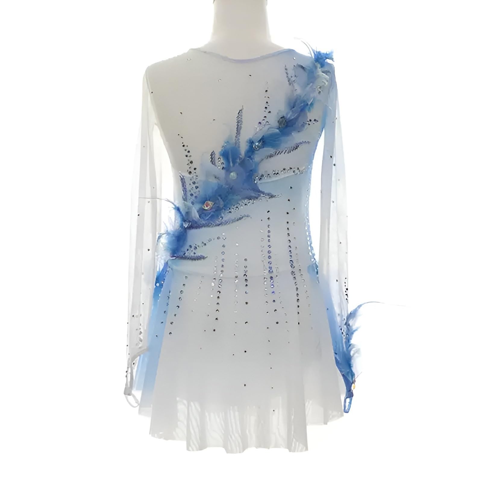 Women's Figure Skating Dress for Competition, Girls High Elasticity Ice Skating Dress, Customizable Team Uniform(Medium) White