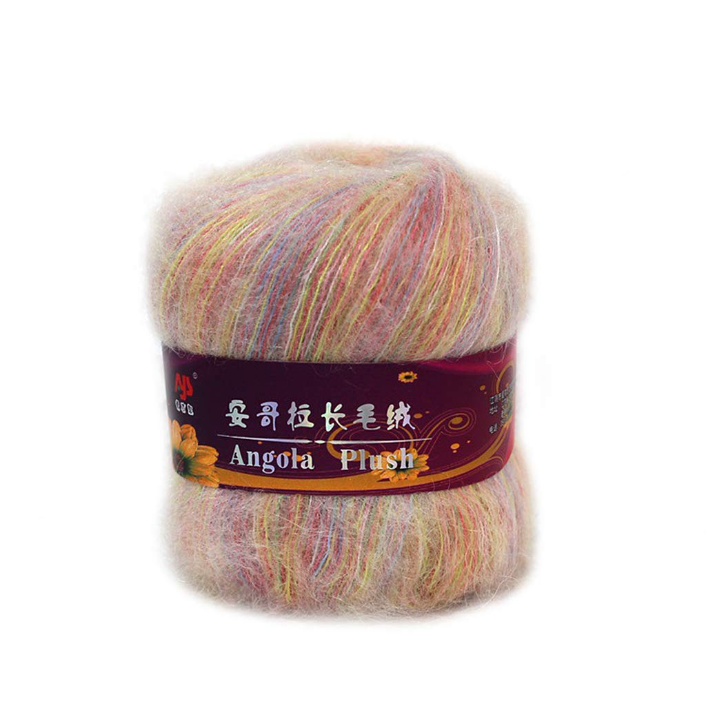 25g/Roll Soft Angora Mohair Yarn for Knitting Crochet Craft Long Wool Knitting Yarn with A Crochet for Garments Scarves Sweater Shawl Hats and DIY Craft Projects