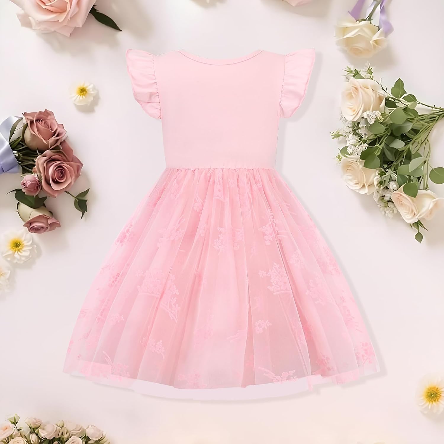Toddler Baby Girl Dress Little Girls Summer Tulle Tutu Dresses Kids Flutter Sleeve Casual Party Clothes Outfit 2-7Y - Image 6