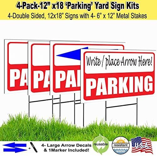 Visibility Signage 12x18 Parking Lawn Sign Kit with Arrow Stickers (4)