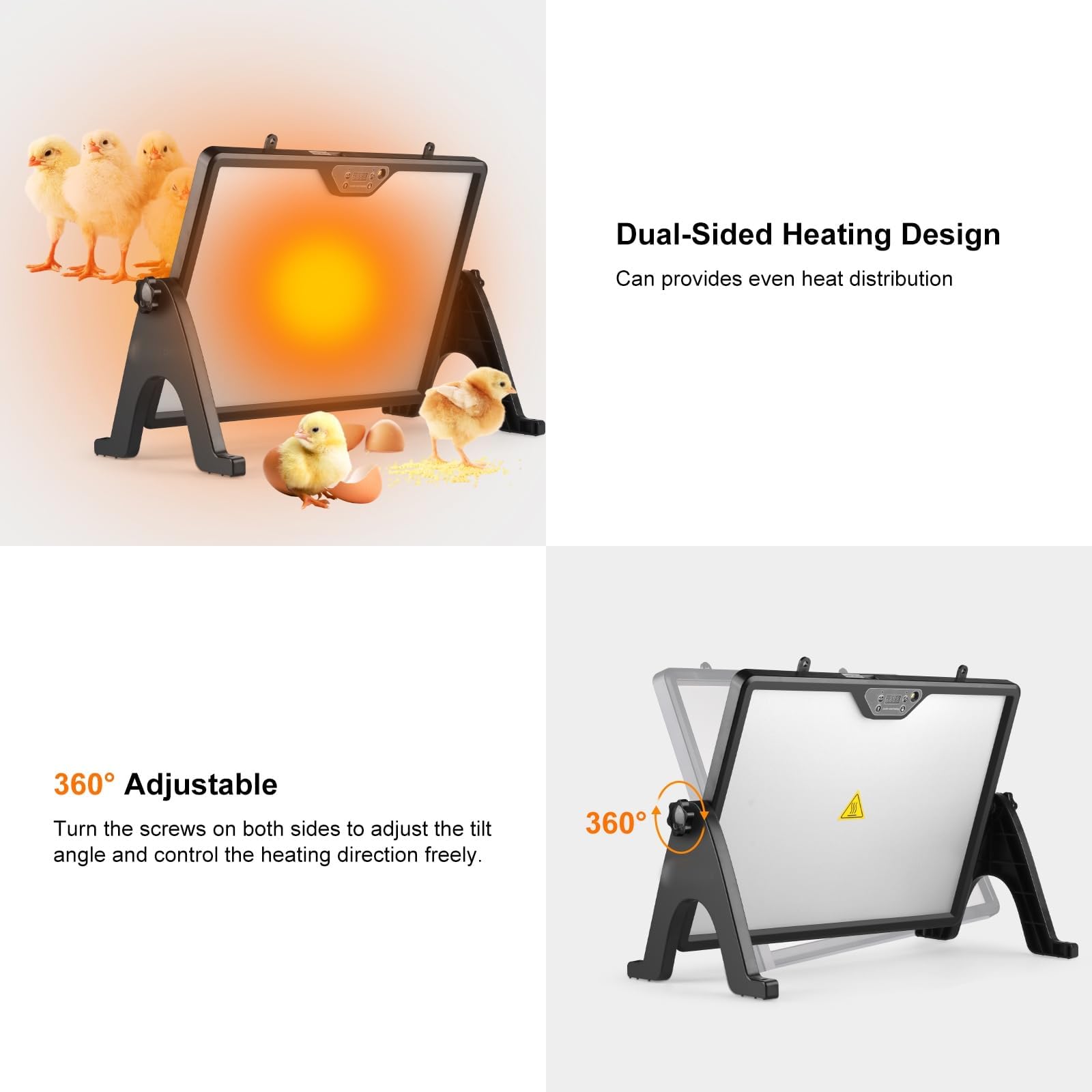 Placa calefactora pollitos 40×30 cm – Calefacción gallinero calor constante 30–75°C, doble cara, impermeable, termostato, rotación 360°. Para criadoras, incubadoras. Placa calor mascotas