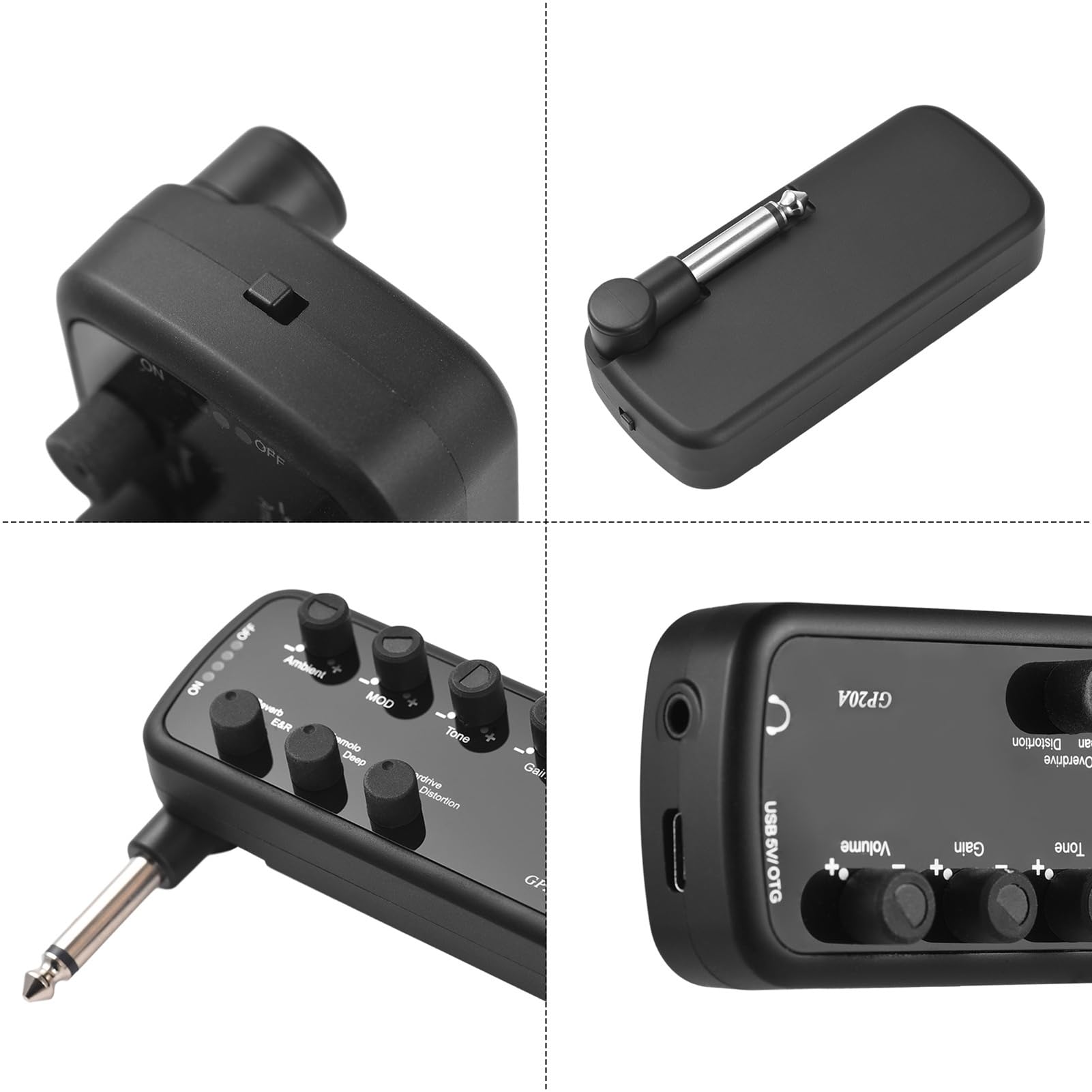 RiToEasysports Amplificatore di Basso Portatile Mini Amplificatore con 3 Toni di Modulazione Simulazioni Altoparlanti Incorporato per Chitarristi Neri (Chitarra)