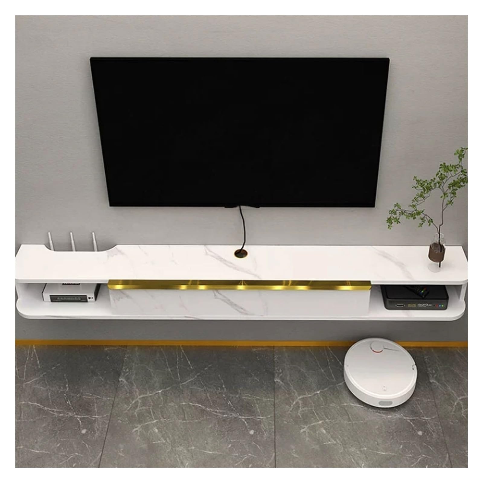 Pływający telewizor naścienny Montowana na ścianie pływająca szafka pod telewizor, półka salonem Szafka RTV(Light Gray,180x19.8x16cm)