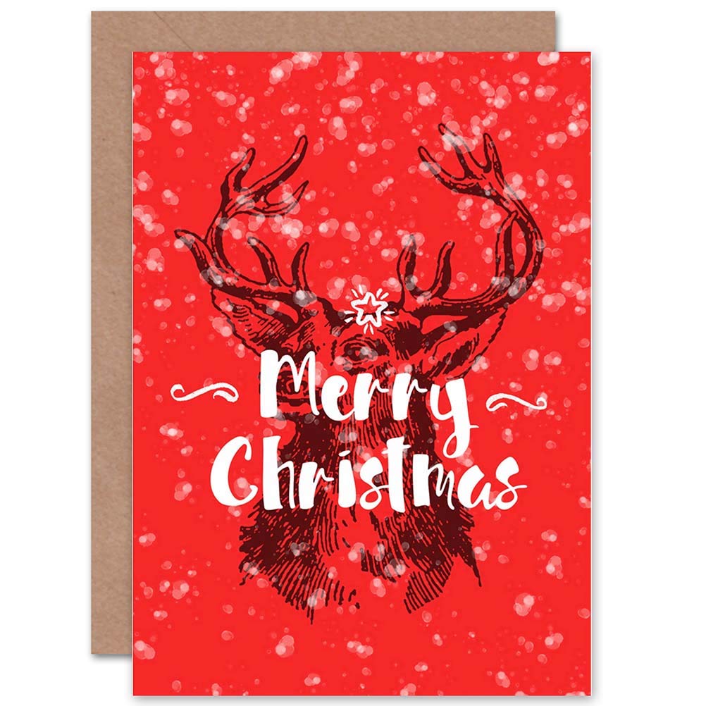 Wee Blue Coo CARD CHRISTMAS XMAS MERRY RUDOLF REINDEER GIFT