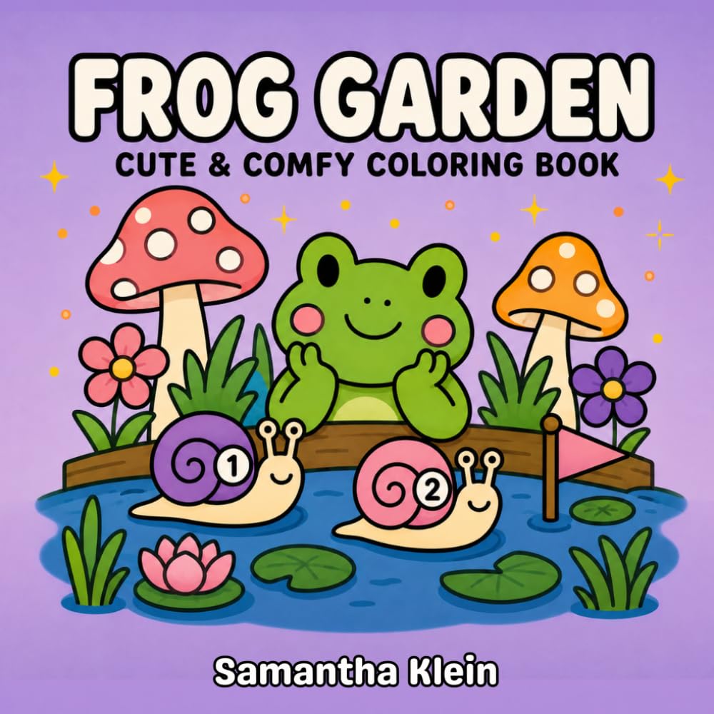 Frog Garden Cute & Comfy: Cozy Bold & Easy Coloring Book for Kids and Adults (Cozy Garden Series)