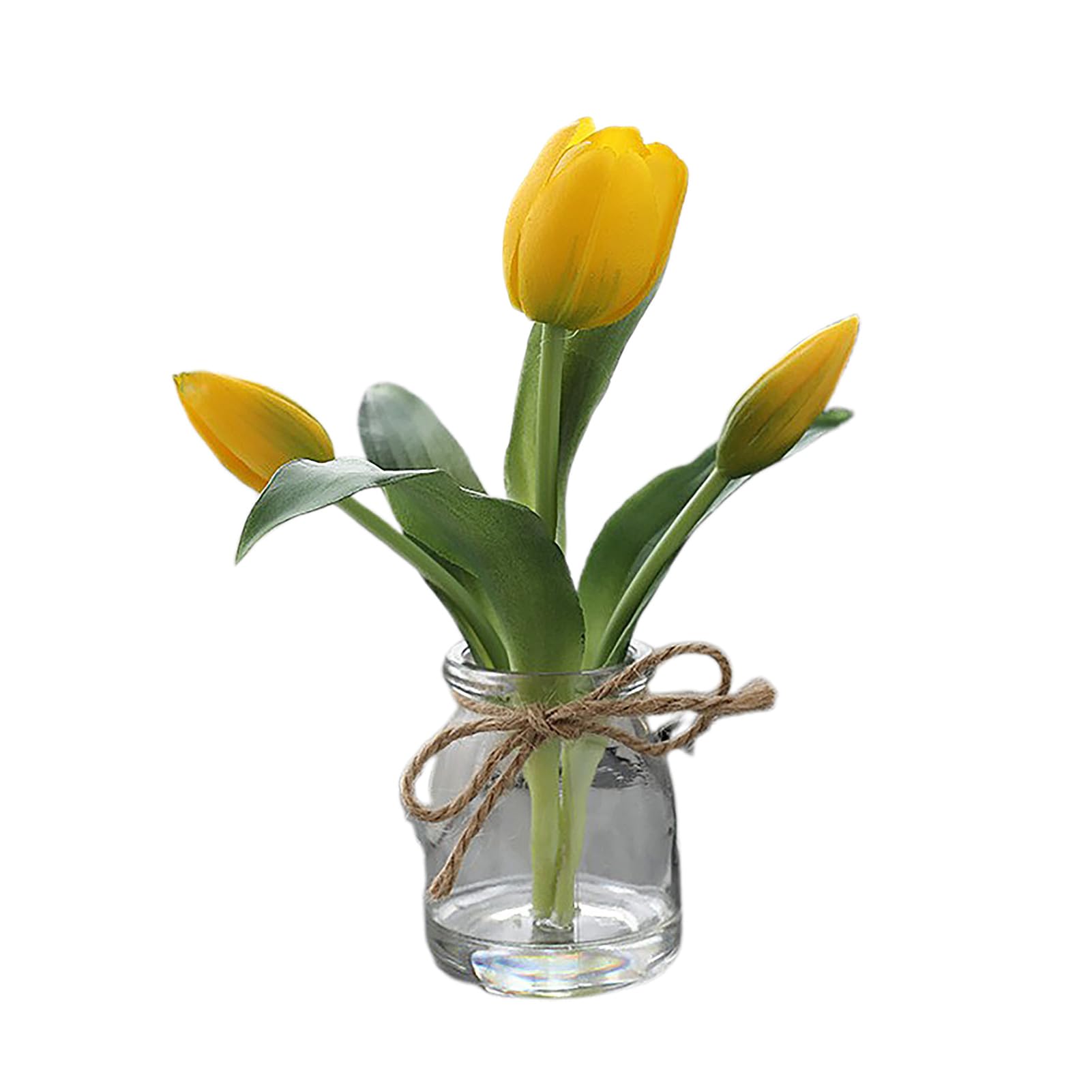 ENOVA HOME 20 Tulipani Artificiali Real Touch In Vaso Con Acqua Finta - Bianco