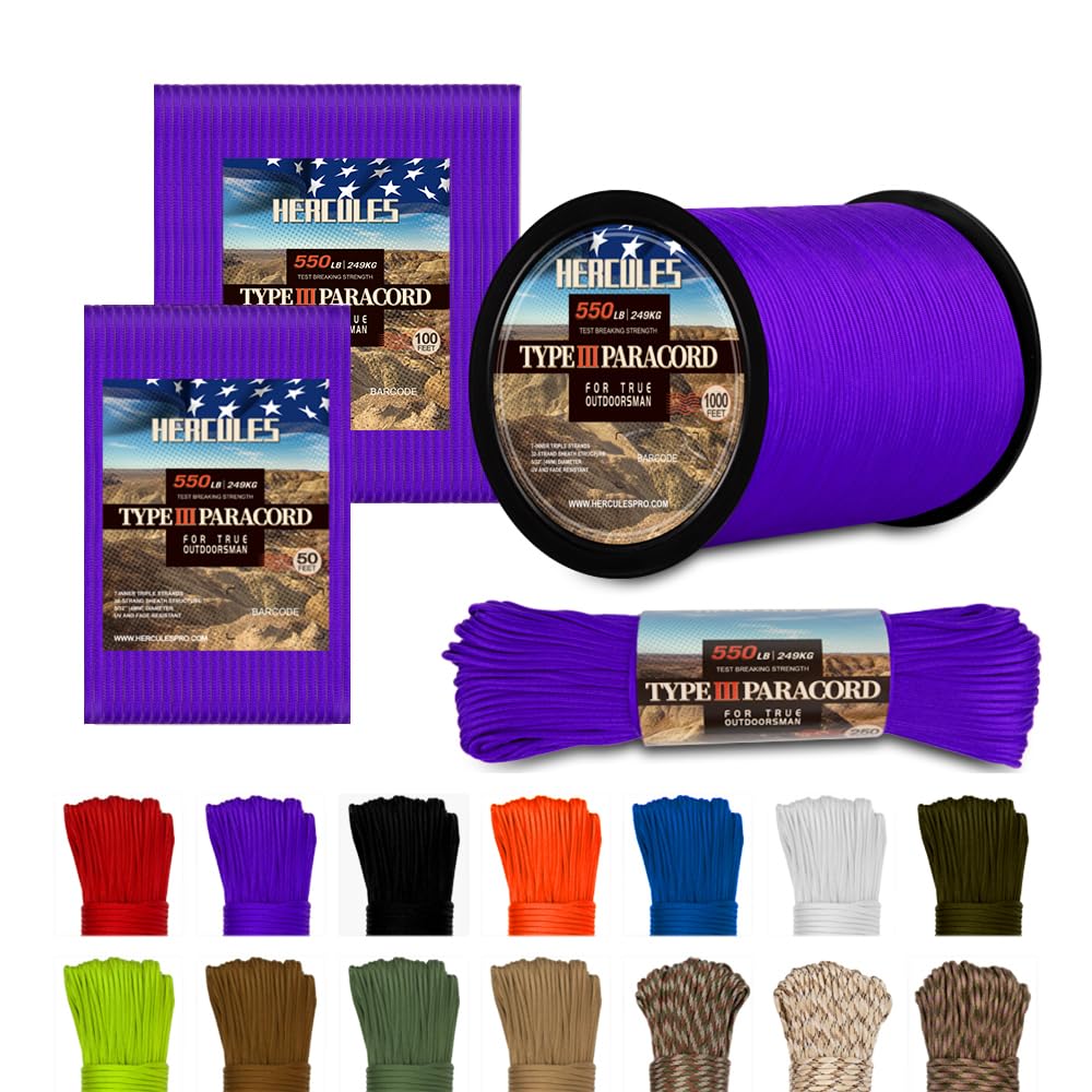HERCULES Cuerda de paracaídas Tipo III Paracord 550, Cuerda de paracaídas de 50 pies, Color marrón Desierto para Cuerda de Camping, Cuerda de Supervivencia — view 31