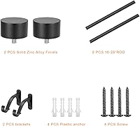 Vista 3 de Barra de cortina de 1 pulgada de diámetro, juego de barras ajustables con soportes y remates de aluminio premium, barras de cortina individuales