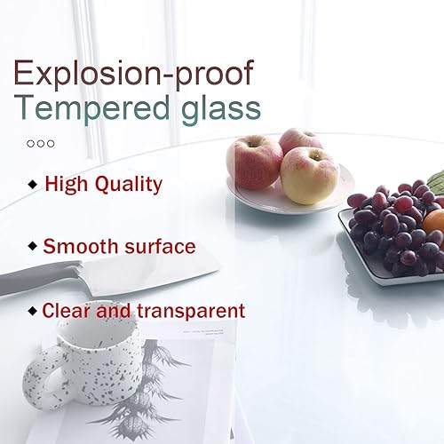 Miniatura 6 de WORDFUN Mesa redonda de mármol, 14-40 pulgadas, resistente al calor, cubierta de mesa de comedor de cristal, almohadillas antideslizantes de goma,