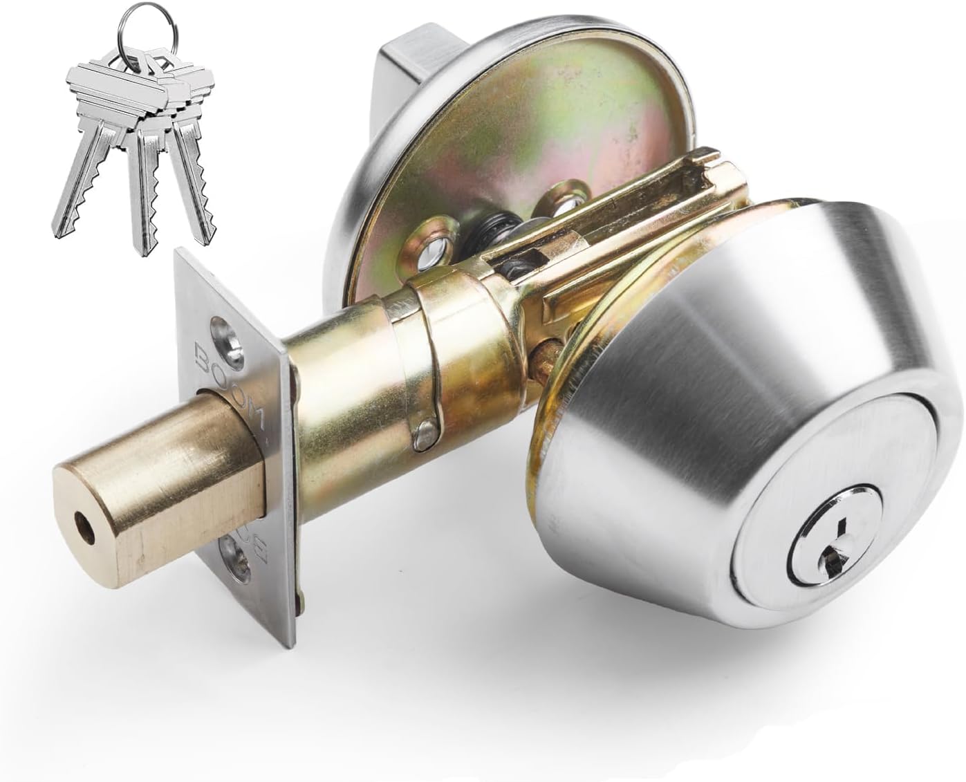 Boomerang Heavy Duty Designer Commercial Deadbolt (6 PIN - Single Cylinder Lock, Non-Handed, Grade 2 Industrial - UL 3 Hour Fire Rated & ADA Compliant | Wood or Metal Doors, Satin Chrome (US26D)