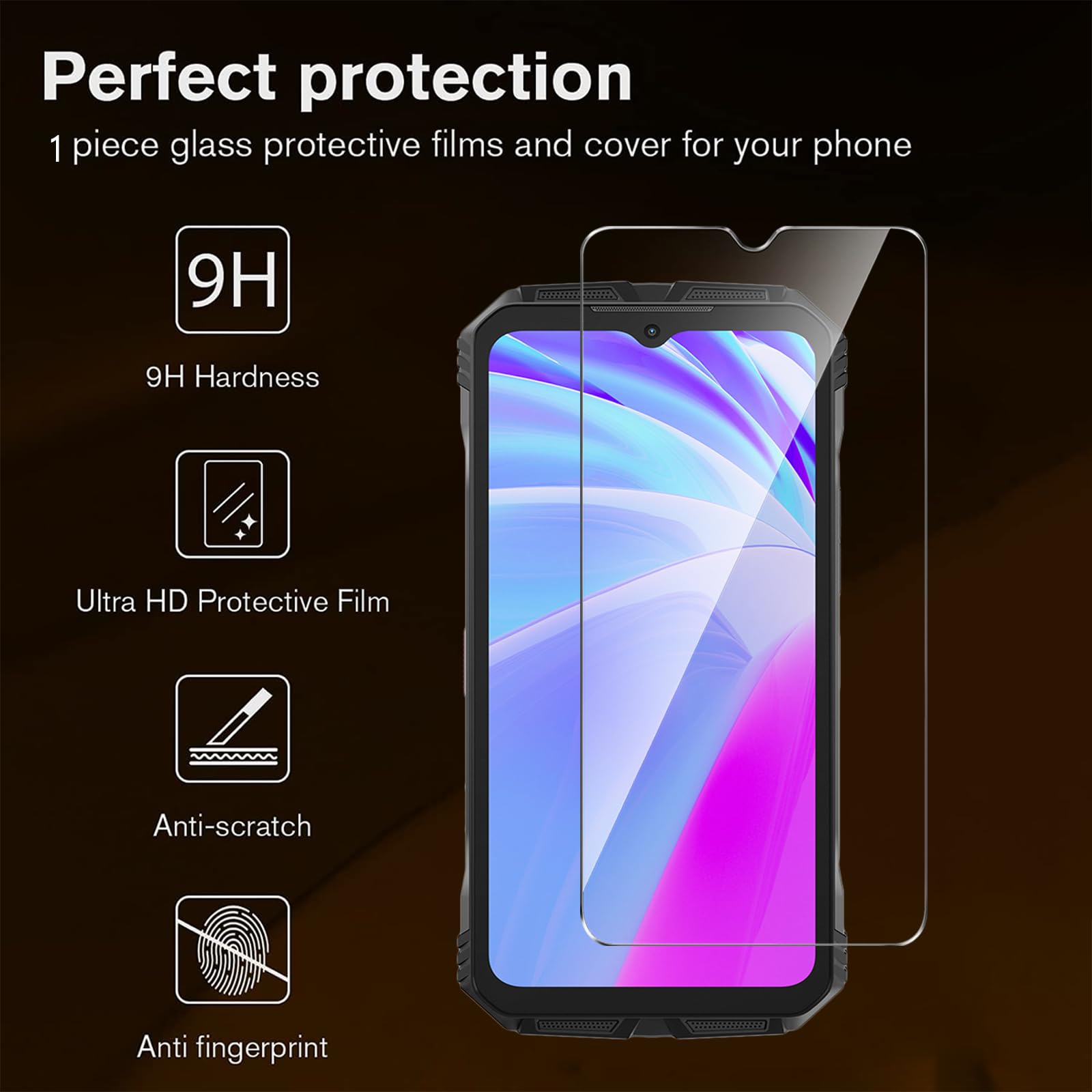YQINHHME Custodia per Doogee S118 (6.58) + 2 Pcs Pellicola Vetro Temperato, Ultra Sottile Antiurto TPU Protettiva Case Morbida Silicone Nero Cover per Doogee S118 - Nero