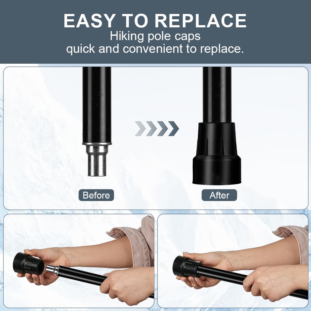 AUYAO Embouts de Canne de Marche 23mm, 6PCS Embout de Canne Antidérapant en Caoutchouc, Embouts de Béquille Rechange pour Cannes de Marche, Bâtons de Randonnée, Béquilles pour Personnes âgées