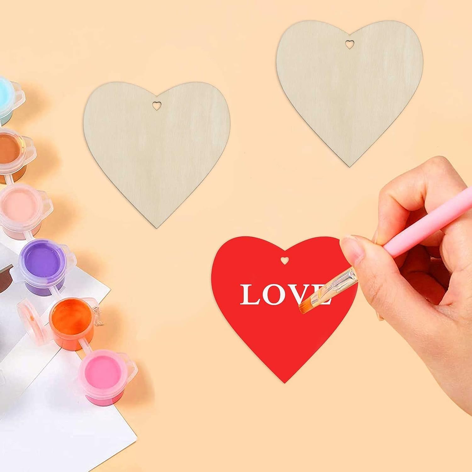 Changrobe Heart MDF Pine Wood 2 inch -2.5 mm Thick Wood Hearts for Crafts, Unfinished Wooden Heart Cutouts, Heart Wood Slices Board for Resin Art, Mandala Art, Pyrography, Painting (Set of 50) 4