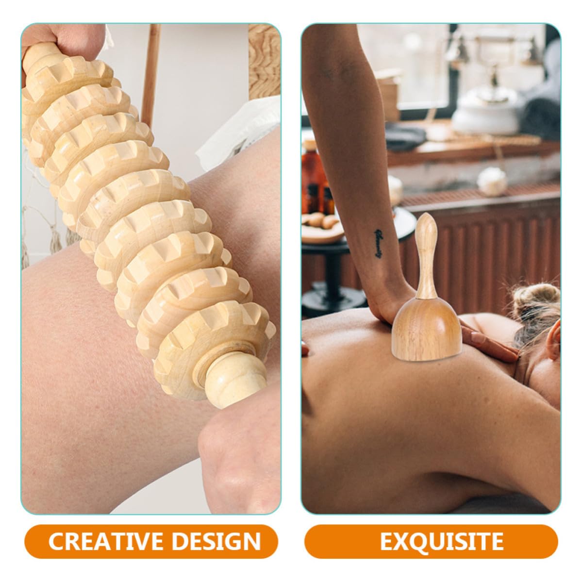 4 Stück Holz Massagegerät mit Glatter Oberfläche Frei von Graten für Tiefengewebsmassage für Professionelle Anwendung und Geschäftsreisen