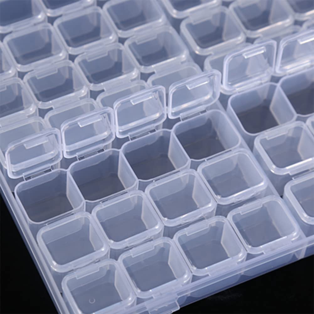 Boîte Rangement Diamant Broderie Helweet - 56 Grilles Transparentes, 21.1x17.6x2.7cm | Pour Perles DIY