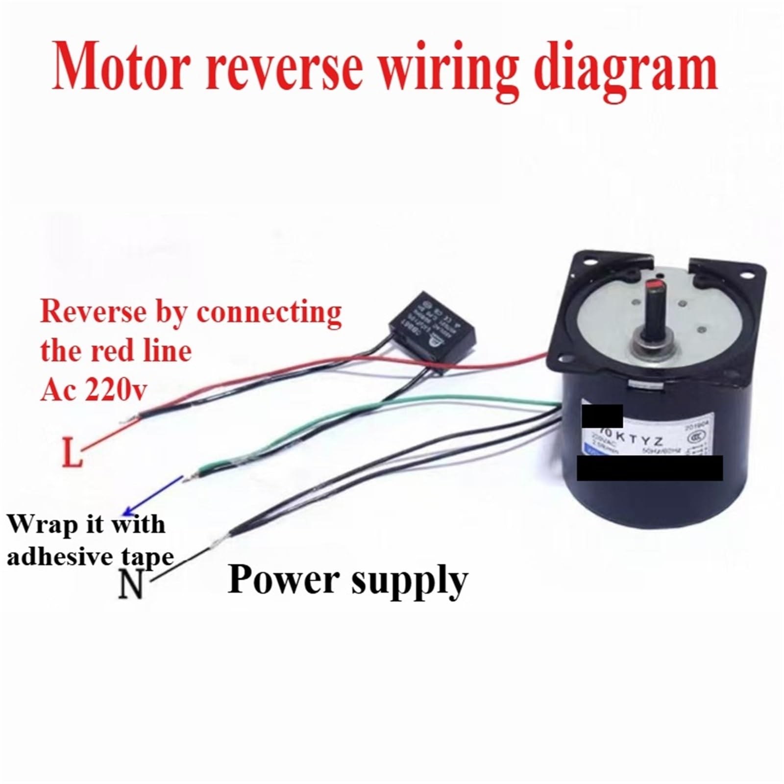 1 motor síncrono de 40 W, micromotor de rotación inversa de baja y lenta velocidad, motor reductor de engranajes de 220 V CA(10RPM)
