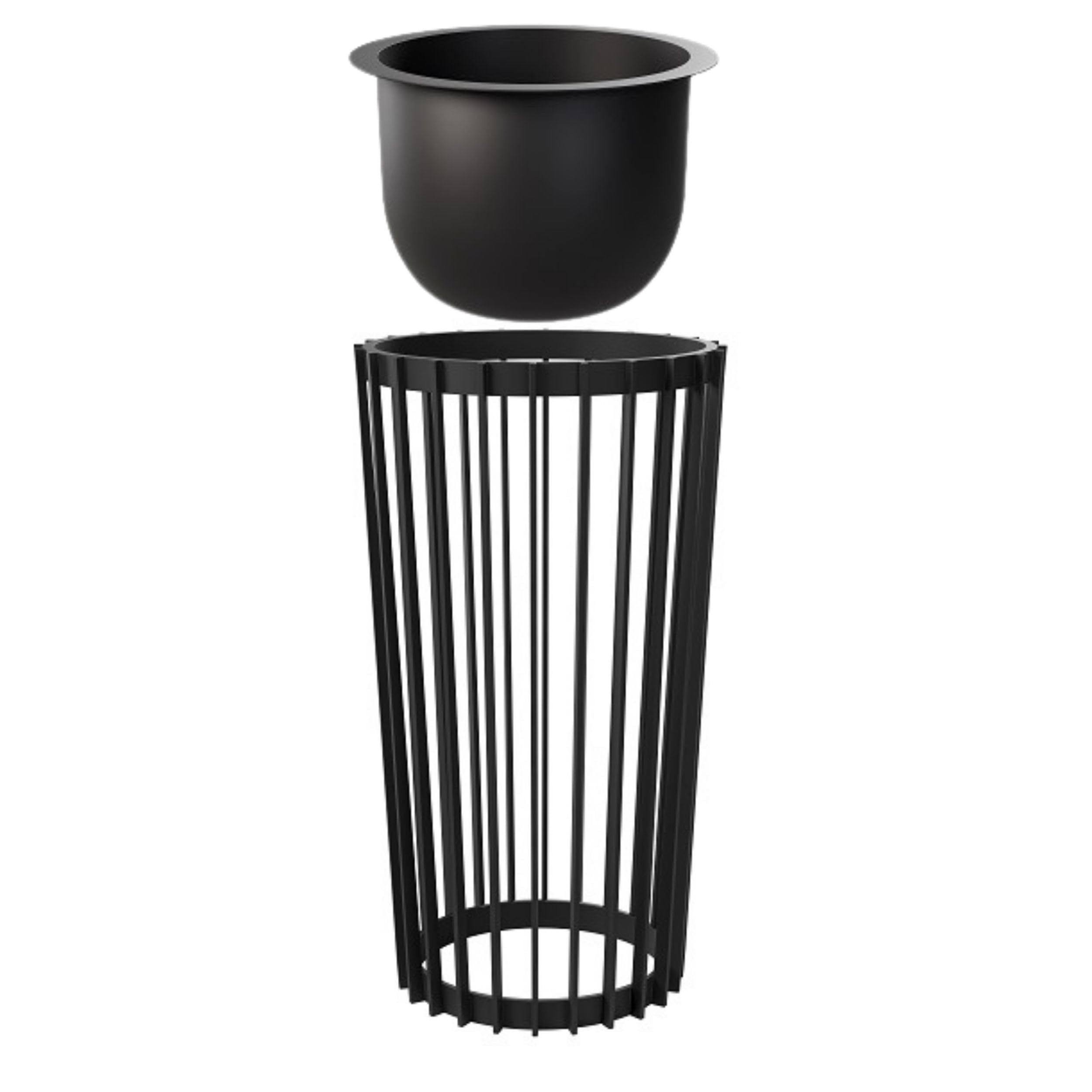 Blumenständer Ø 30 cm x H 54 cm | Pflanzenständer aus robustem Kunststoff, beidseitig verwendbar | Blumenhocker für drinnen und draußen | Pflanzentisch modern und praktisch | Schwarz
