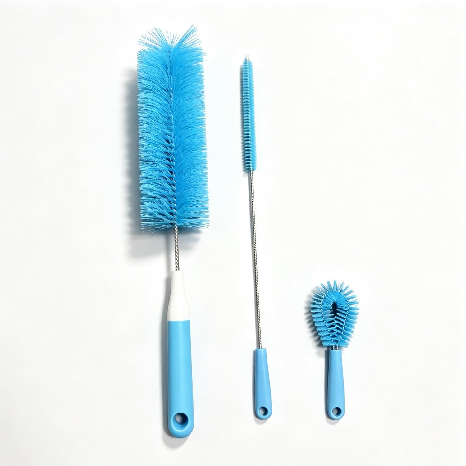 Set di 3 Spazzole per Pulizia Bottiglie, Spazzole Lunghe e per Cannucce