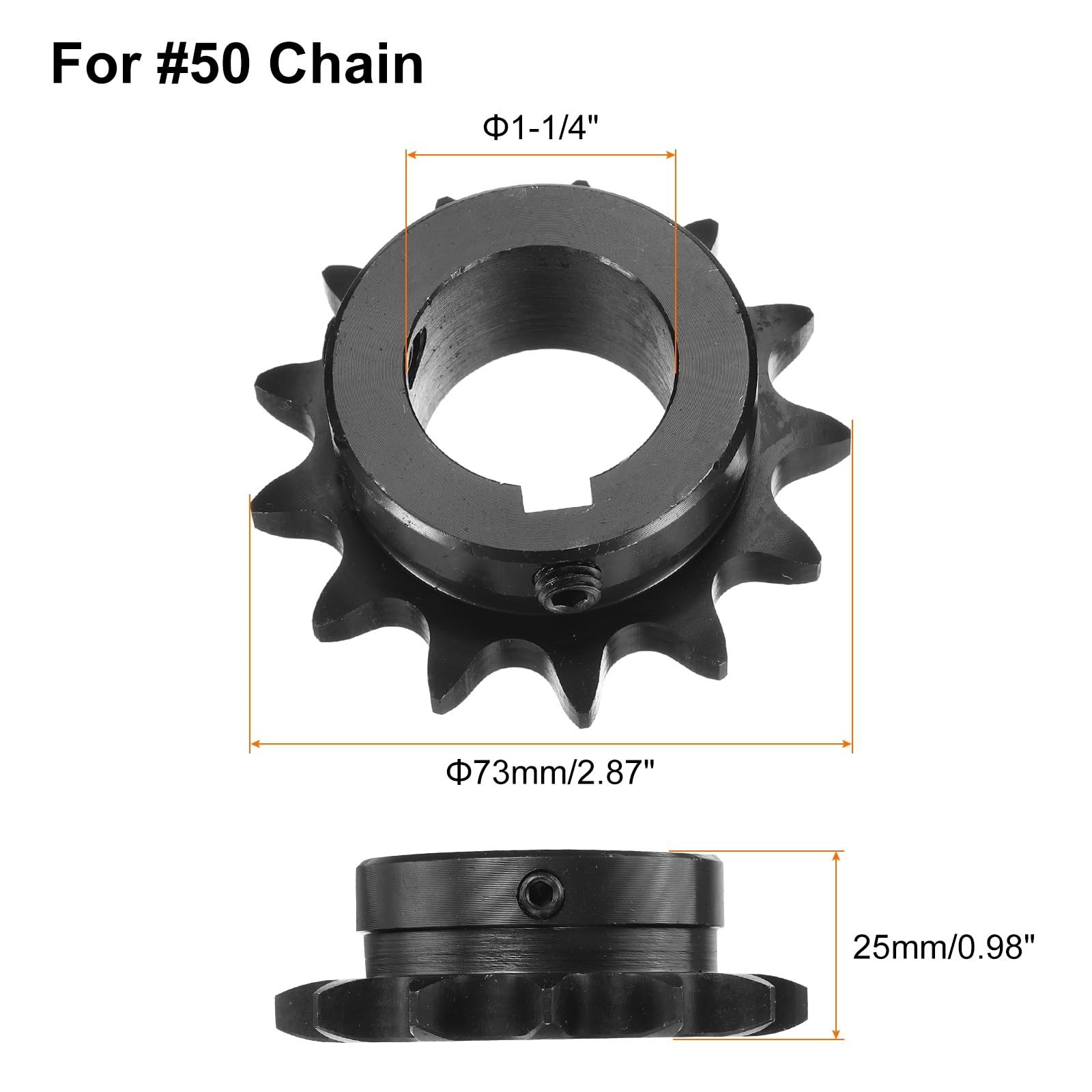 uxcell #50 Chain Roller Sprocket B Type, 1-1/4