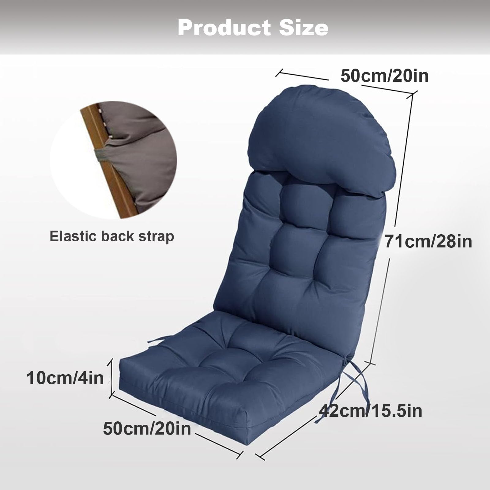 Cuscino di Sedia Adirondack Impermeabile, Cuscino per Patio per Esterni, Grigio Chiaro