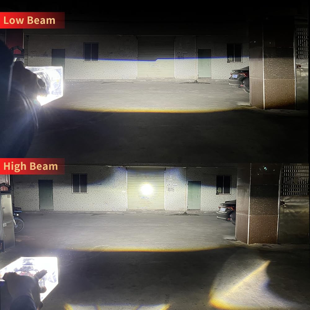 Générique 2 Projecteurs Bi-LED Effet Laser 12V 55W/78W 3 Pouces 8000lm Conversion de Phares Feux de Route Feux de Croisement Lentilles de Projecteur