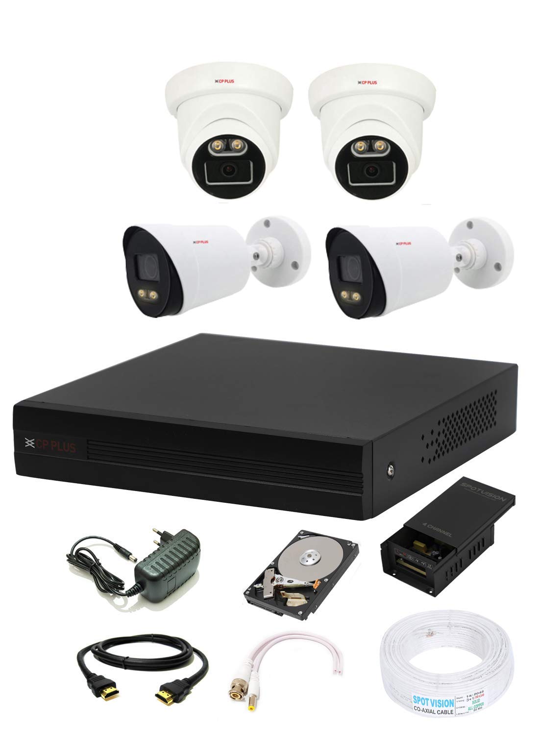 CP Plus H.265, 2.4 MP Guard+ Colorful View in Dark 4 Camera Combo Kit with (4Ch DVR, 2 Dome 2 Bullet Cameras, 1TB HDD, Power Supply, 90Mtr Cable, Audio Mic & Connectors) CCTV Security Camera Set (B07Z85XR1F) Amazon Price History, Amazon Price Tracker