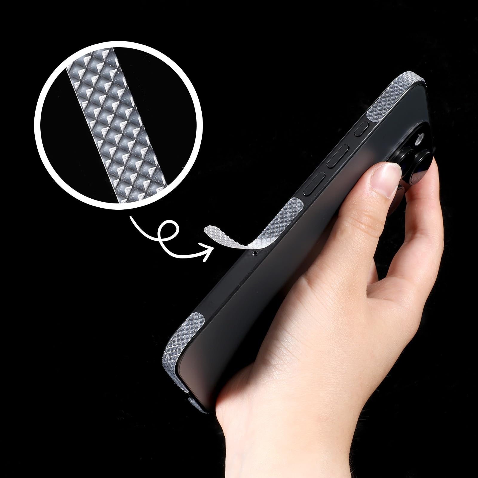 Amazon.com: Phone Grip Tape, 20 Pcs Non Slip Phone Case Grip Side Sticker  Adhesive Waterproof Textured Strips Decal for Cellphone Smartphone Tablet  Frame (Clear) : Cell Phones & Accessories