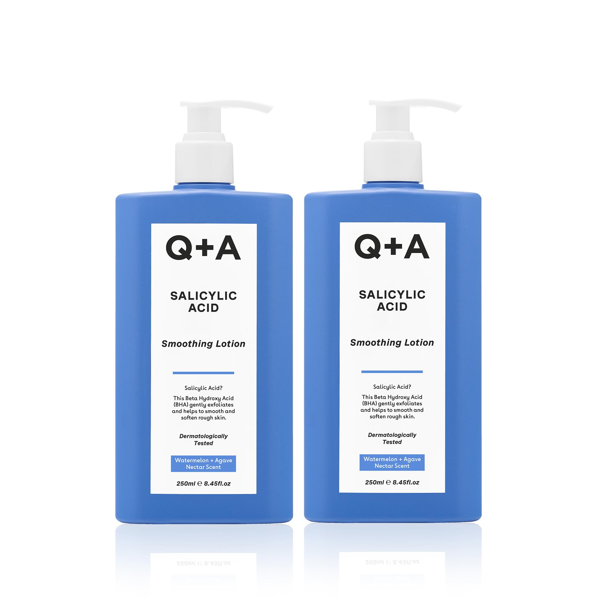 Q+A Salicylic Acid Smoothing Body Lotion (250ml x 2), Body Moisturiser with Watermelon & Agave Scent, Body Butter Alternative