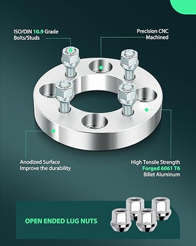 Miniatura 4 de SCITOO Adaptadores de rueda de 4 x 108 a 4 x 100 pulgadas, orificio de cubo de 1 pulgada de grosor de 3.075 in con pernos de 12 x 1.5 y 4 lengüetas,