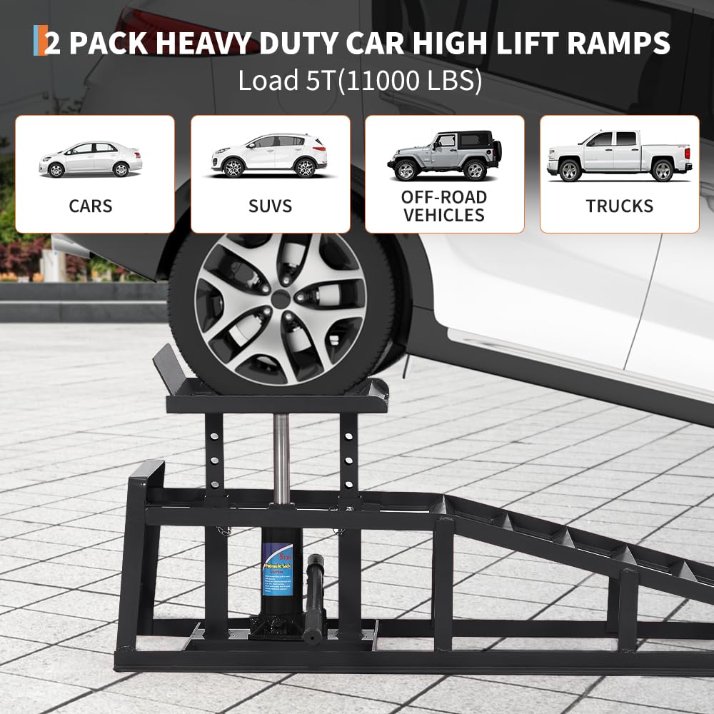 Snapklik.com : 2PCS Hydraulic Car And Truck Service Ramps,11023 Lbs
