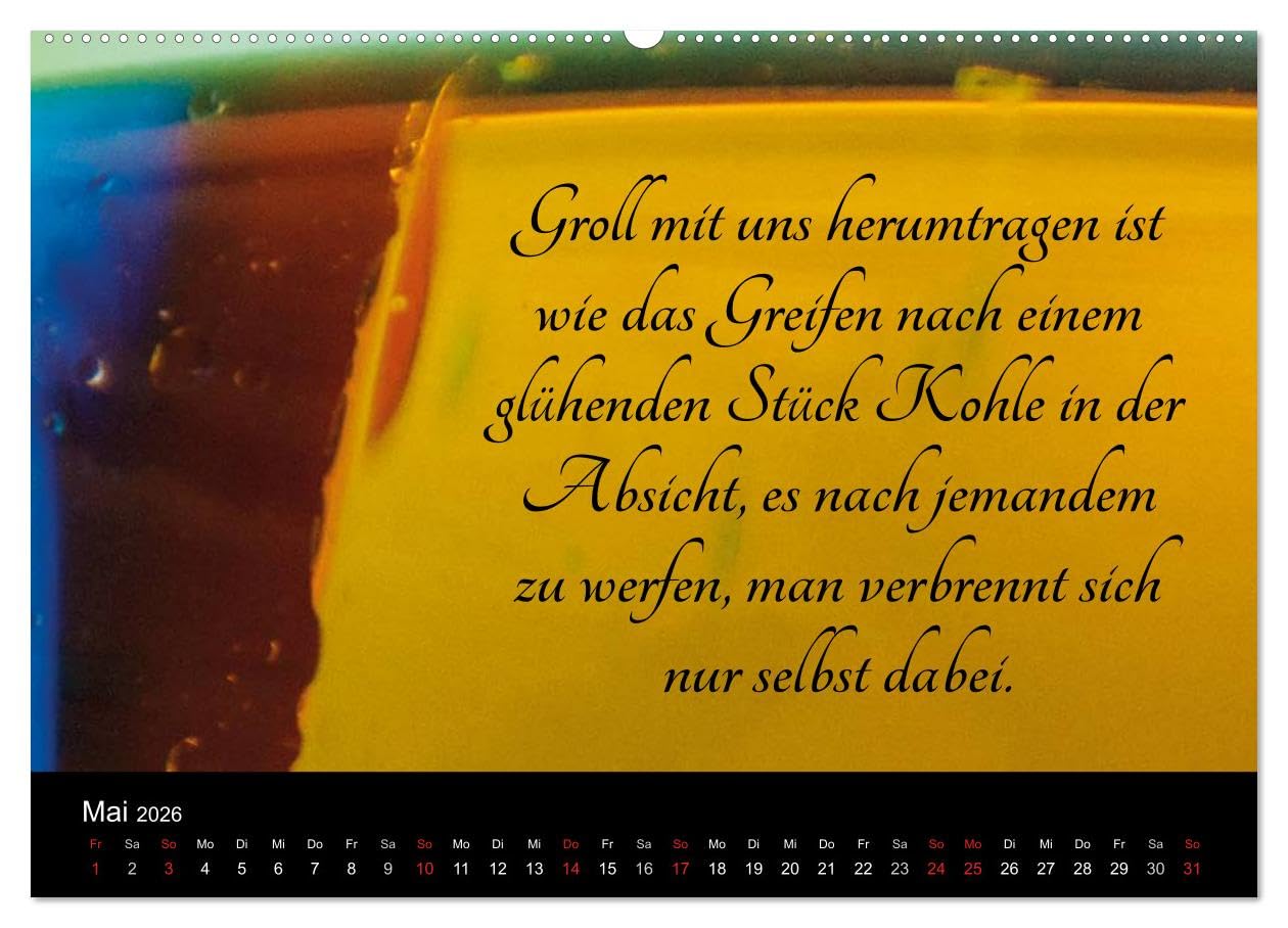 Mit Sprüchen und Weisheiten durch´s Jahr (Wandkalender 2026 DIN A2 quer), CALVENDO Monatskalender (CALVENDO Glaube)