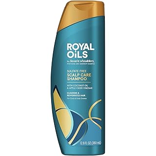 Head & Shoulders Anti-Dandruff Shampoo, Royal Oils Moisturizing Shampoo, 1% Pyrithione Zinc, Curly & Coily Hair, Coconut, Apple Cider Vinegar, Sulfate-Free, 12.8 fl oz