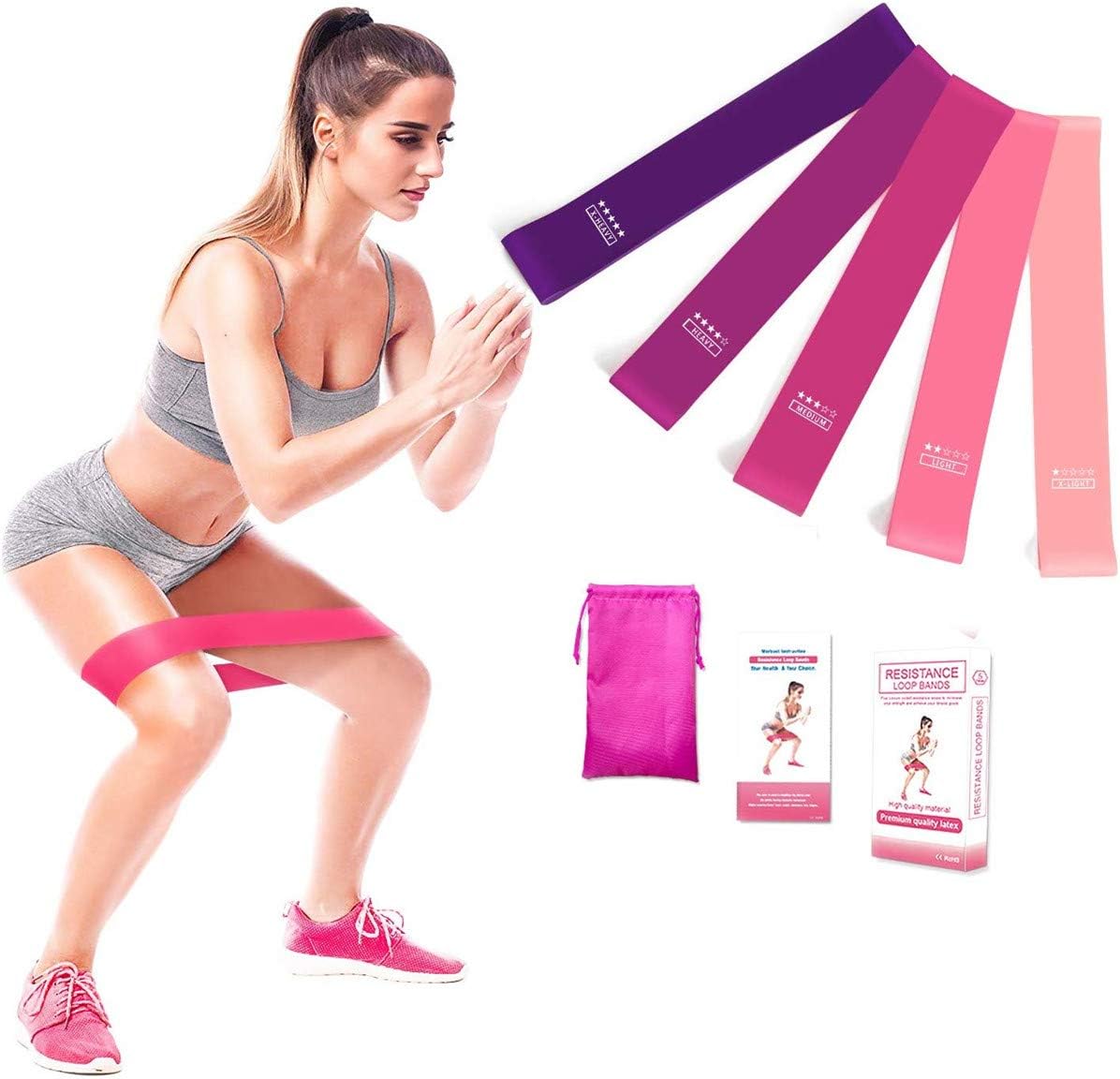Parkourer Exercise Resistance Bands Set Men Home Gym Stretch Training Workout Bands,Portable Fitness Accessories with 5 Resistance Tubes for Fitness, Strength, Slim, Yoga for Men/Women