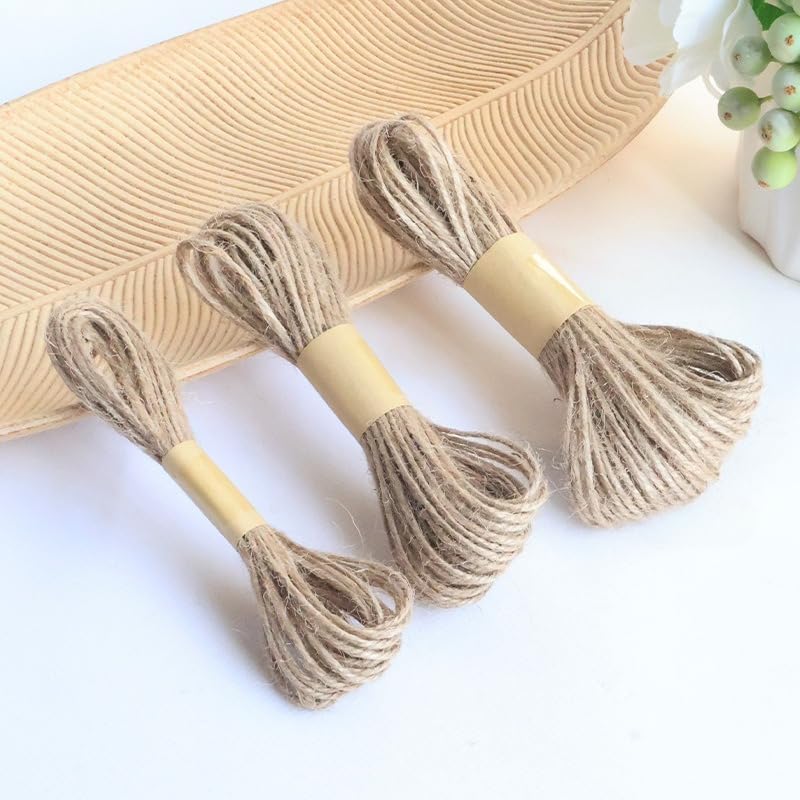Natural Jute Twine String - Brown Jute Rope for Gift Wrapping, Christmas Crafts, Decoration, and Projects (Yellow,1mm)