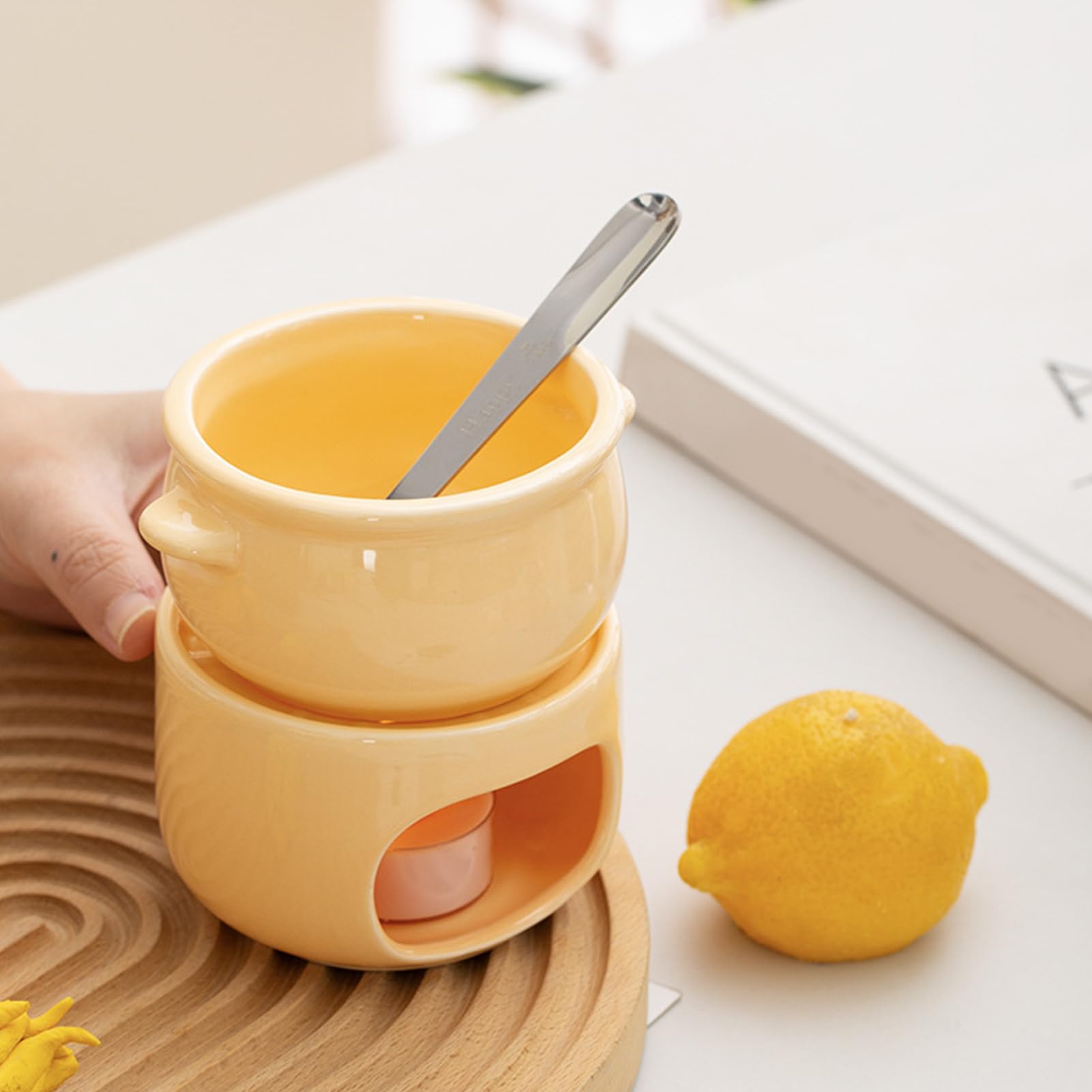 Chocolate Fondue Cup - Non-Stick | Ceramic Warmer Pot with Resilient Finish Sleek for Cheese, Marshmallow, Dipping, Dessert, Beverage, Wedding, Party, Birthday and Professional Use — view 3