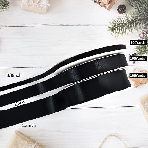 Miniatura 6 de TONIFUL Cinta de satén azul real de 1 pulgada x 100 yardas, cinta de satén fina de color sólido para envolver regalos, manualidades, hacer lazos