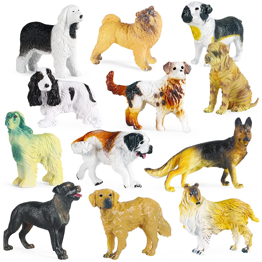 Buy 12 Pcs Fake Dog Figurines Realistic Mini Dog Models Plastic Animal