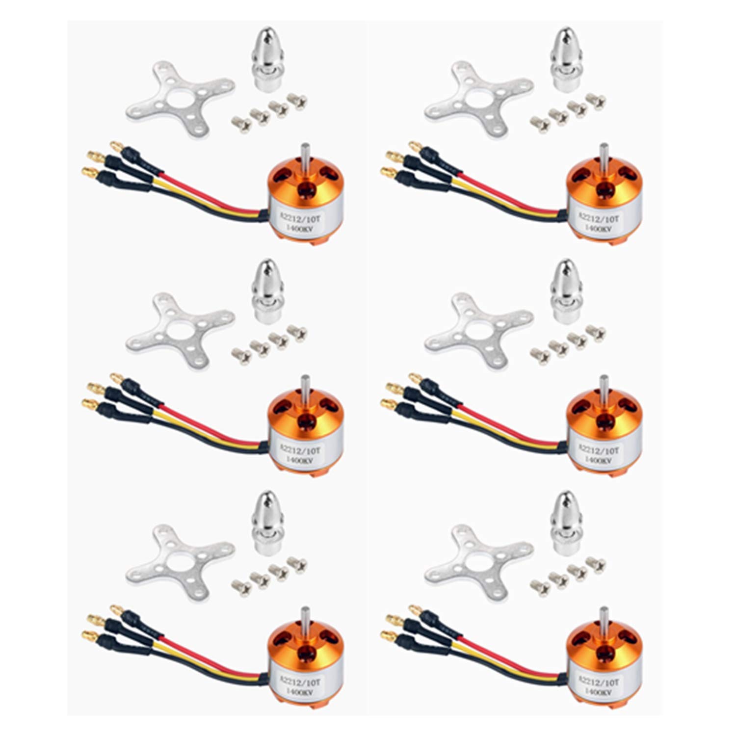 QWinOut A2212 1400KV Brushless Outrunner Motor with Mount 10T for RC Aircraft/KKmulticopter 4/6 Axle Quadcopter UFO (6 Pcs)