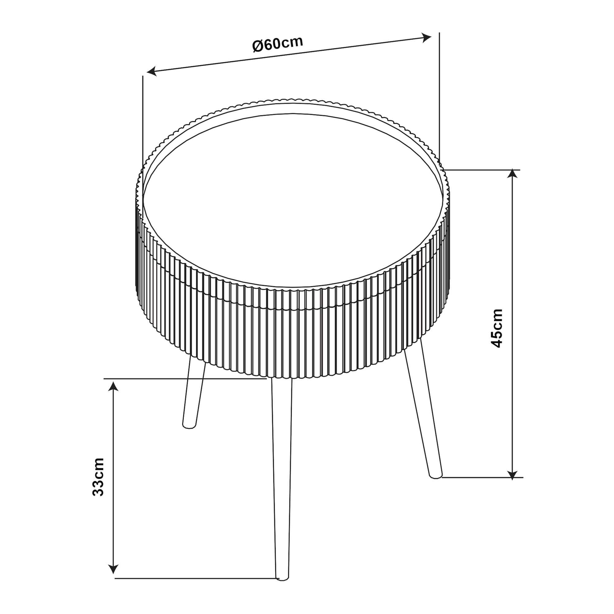 [en.casa] Table Basse avec Plateau Amovibe Table d'Appoint avec Surface Rainurée Compartiment de Rangement Fermé Bout de Canapé Table de Chevet Ronde MDF Bambou 45 x 60 cm Blanc Naturel