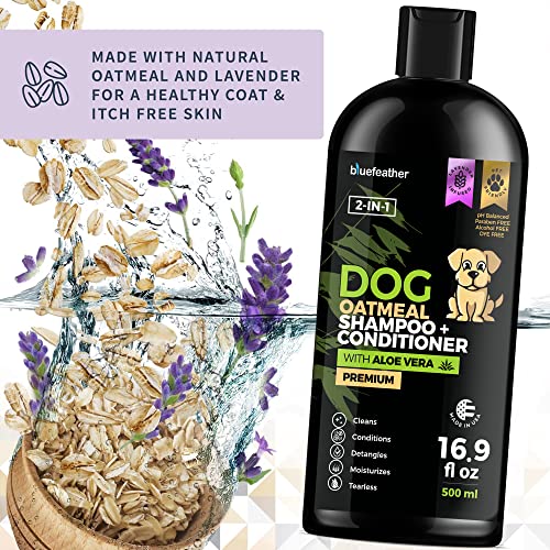 Lavender Oatmeal 2 in 1 Dog Shampoo and Conditioner for Dry Itchy Sensitive Skin – Moisturizing Hypoallergenic Shampoo – Oatmeal Wash with Aloe for Any Pet Dog Puppy or Cat 16.9 Fl Oz (Pack of 1) Lavender Oatmeal 2 in 1 Dog Shampoo and Conditioner for Dry Itchy Sensitive Skin – Moisturizing Hypoallergenic Shampoo – Oatmeal Wash with Aloe for Any Pet Dog Puppy or Cat 16.9 Fl Oz (Pack of 1)